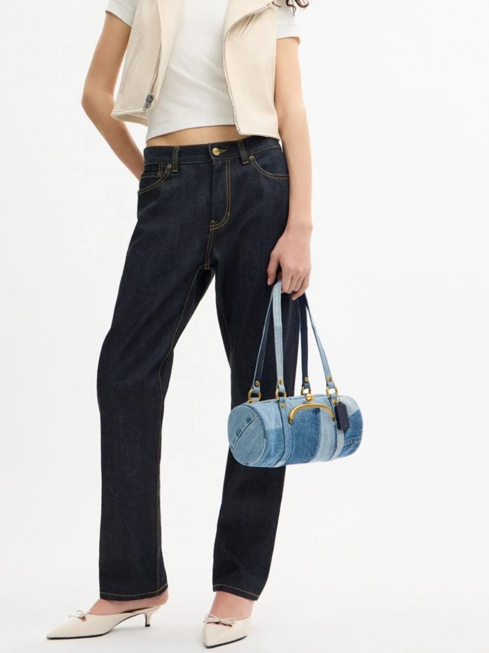 Coach Denim Kisslock Barrel Bag 28 - Picture 13 of 14